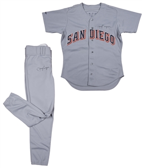 1991 Tony Gwynn Game Used and Signed San Diego Padres Road Uniform (Jersey and Pants) (Beckett PreCert)